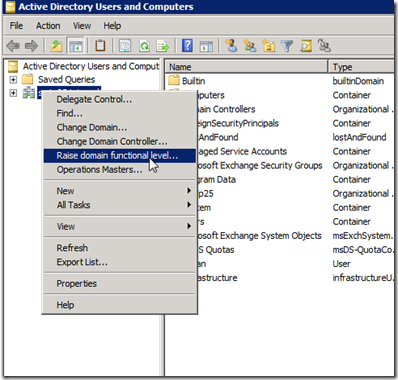 M365 and AZURE Blog: Raise the Forest & Domain functional level Win2008